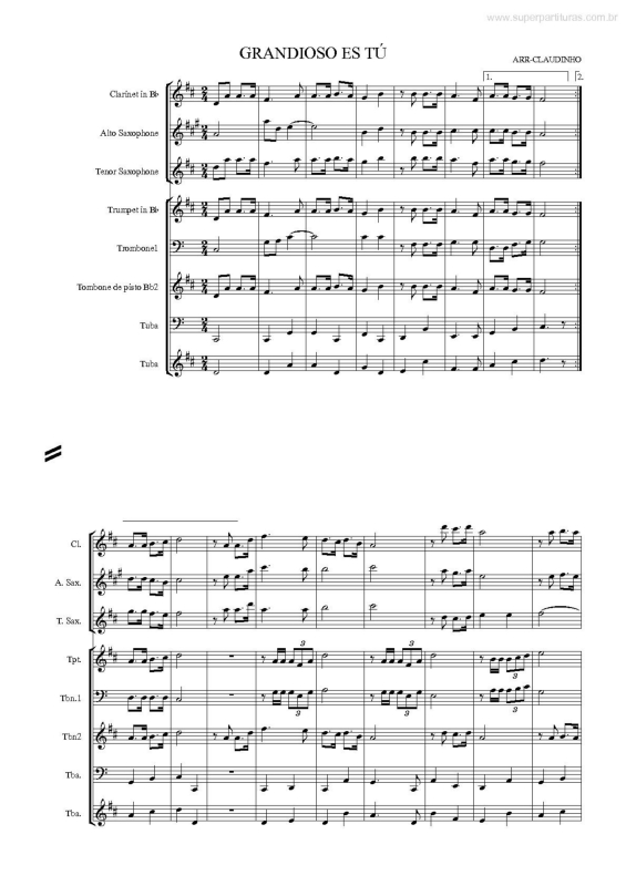 Partitura da música Grandioso és Tu v.2