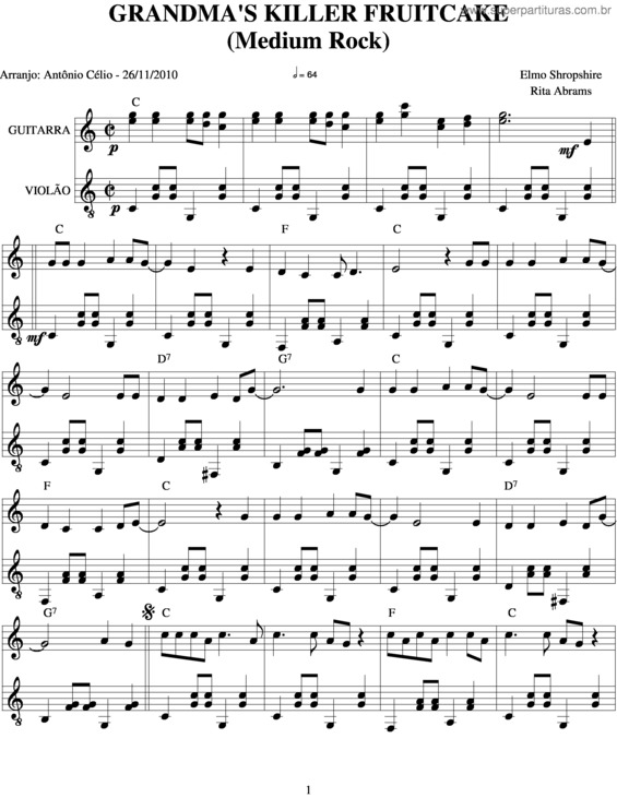 Partitura da música Grandma`S Killer Fruitcake