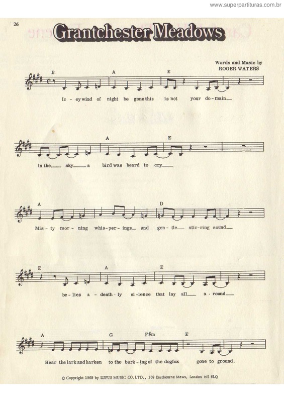 Partitura da música Grantchester Meadows