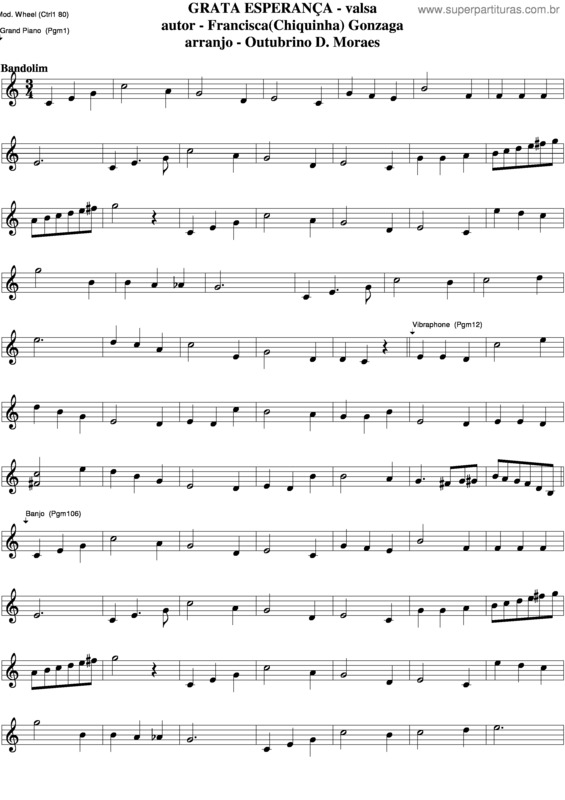 Partitura da música Grata Esperança v.2
