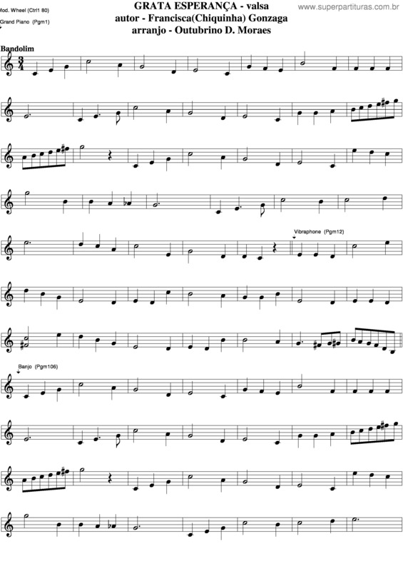 Partitura da música Grata Esperança v.2