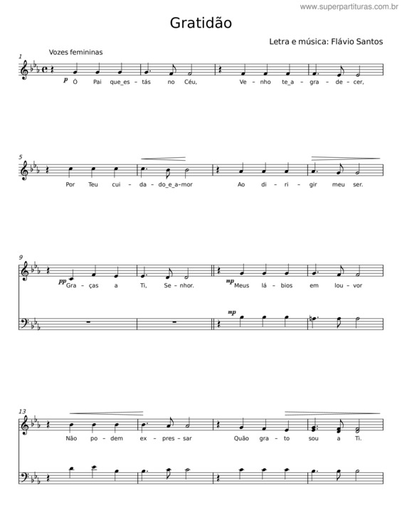 Partitura da música Gratidão v.22