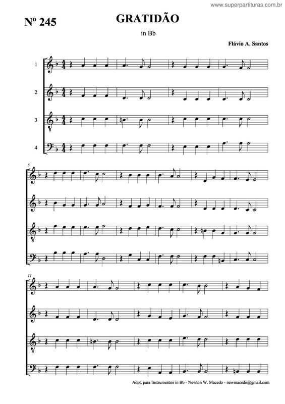 Partitura da música Gratidão v.5