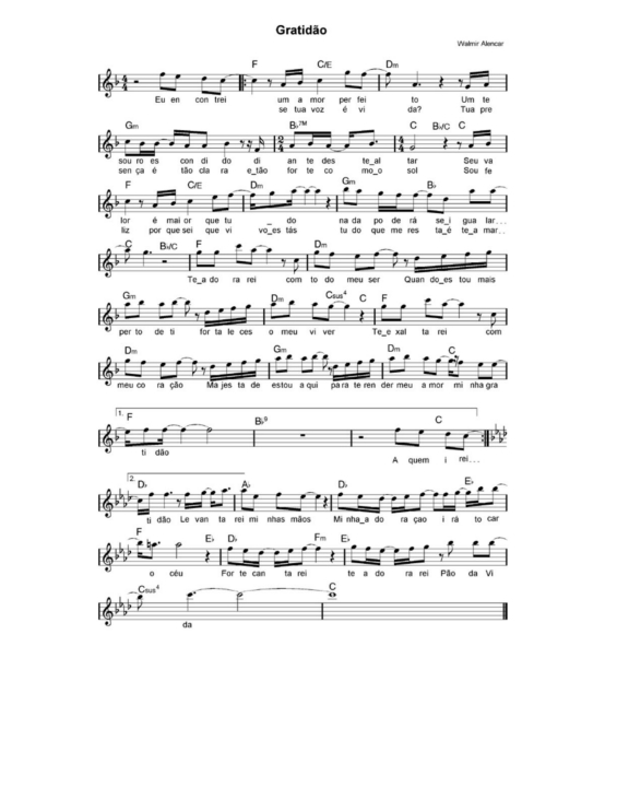 Partitura da música Gratidão