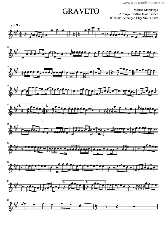 Partitura da música Graveto v.2