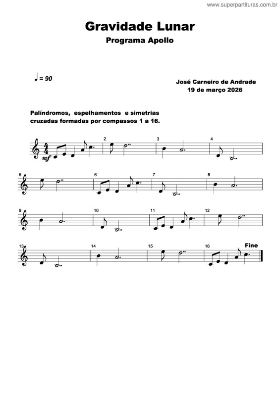 Partitura da música Gravidade Lunar