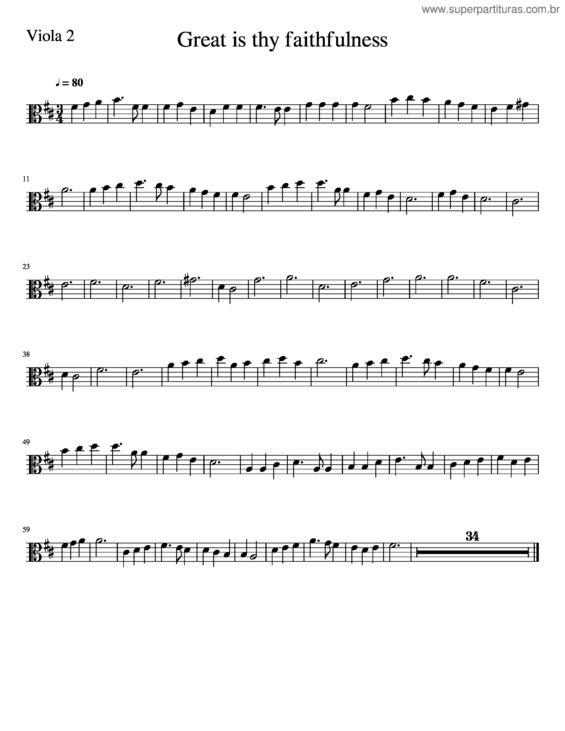 Partitura da música Great Is Thy Faithfulness Viola