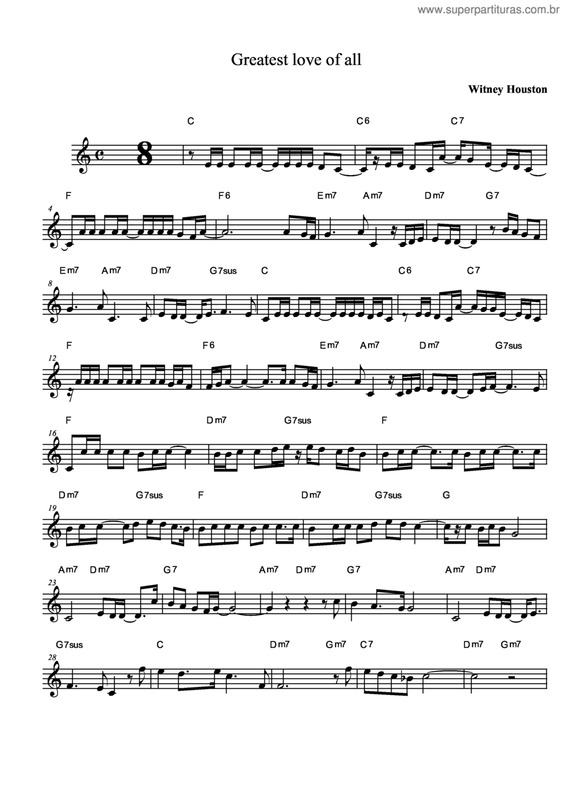 Partitura da música Greatest Love Of All v.2