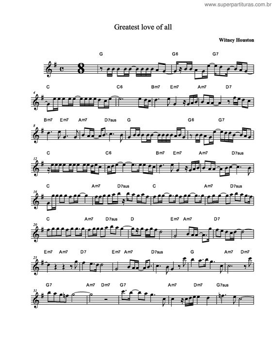 Partitura da música Greatest Love Of All