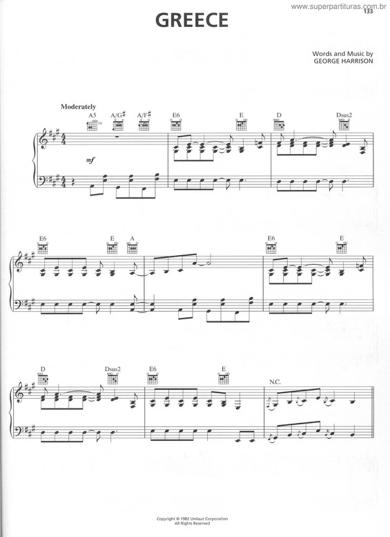 Partitura da música Greece