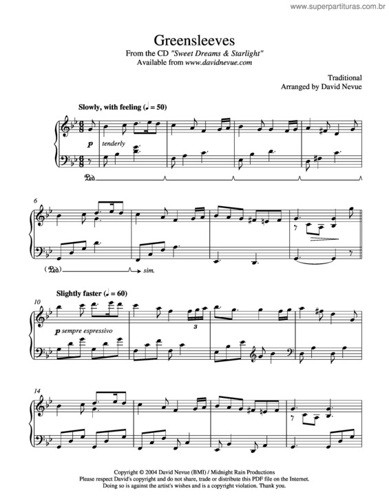 Partitura da música Greensleaves v.2