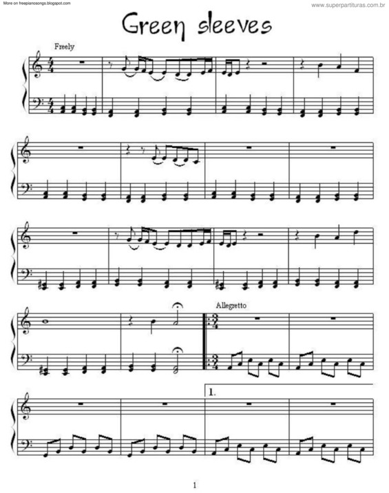 Partitura da música Greensleeves v.19