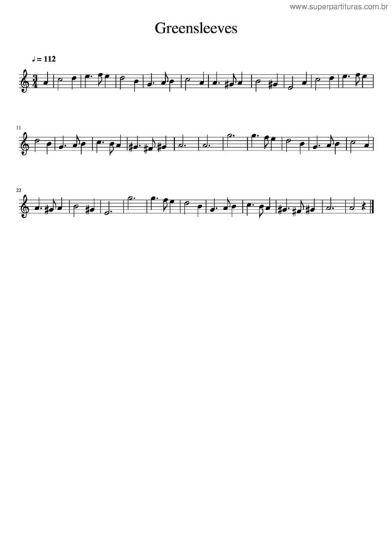 Partitura da música Greensleeves v.20