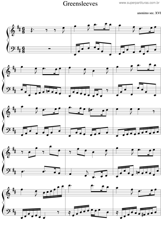 Partitura da música Greensleeves v.4