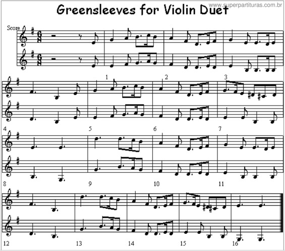 Partitura da música Greensleeves v.7