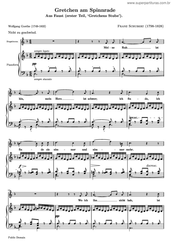 Partitura da música Gretchen am Spinnrade v.2