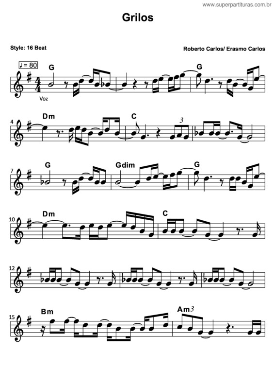 Partitura da música Grilos