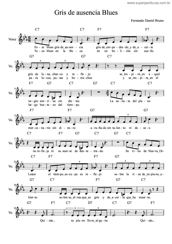 Partitura da música Gris De Ausencia Blues
