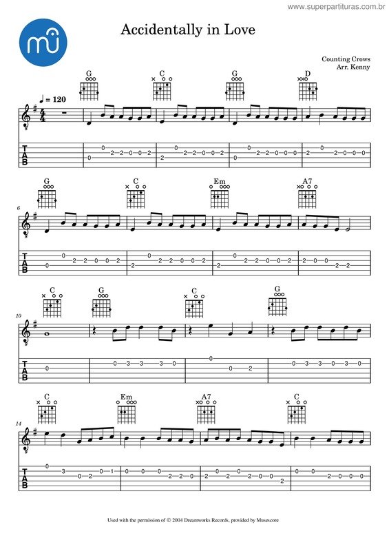 Partitura da música Gtr137–M15 Accidentally In Love