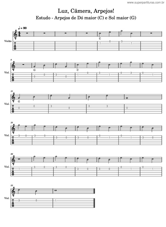 Partitura da música Gtr46–M5 – Luz, Câmera, Arpejos!