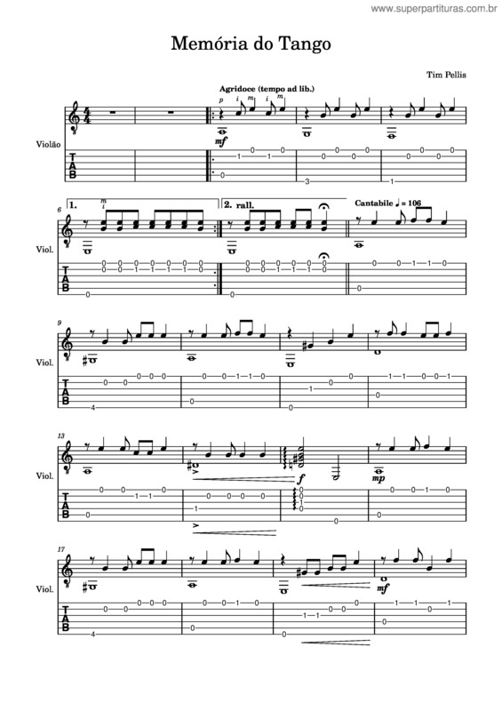 Partitura da música Gtr64–M6 – Memória Do Tango