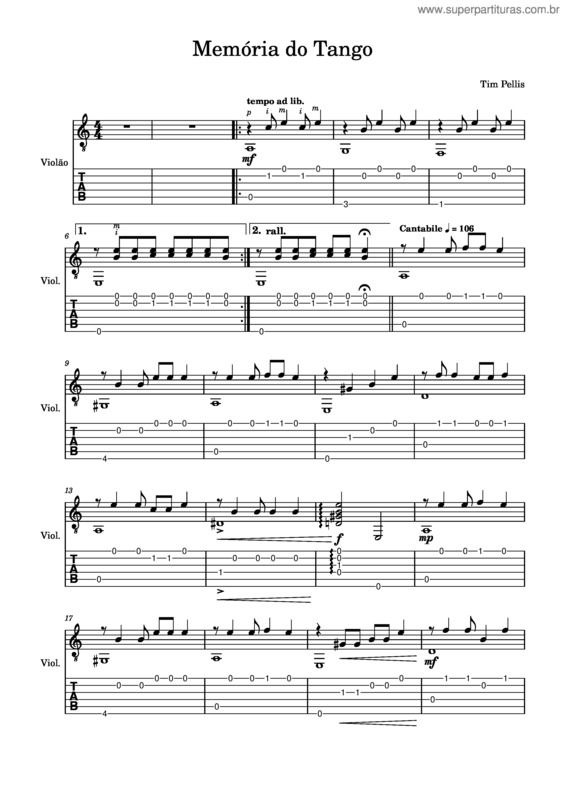 Partitura da música Gtr64–M7 – Memória Do Tango