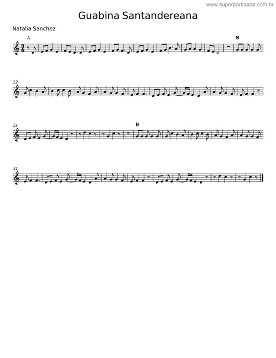 Partitura da música Guabina Santandereana