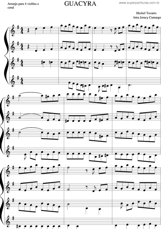 Partitura da música Guacyra v.2