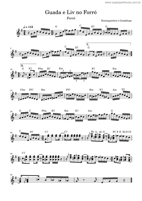 Partitura da música Guada E Liv No Forró – Dominguinhos E Guadalupe