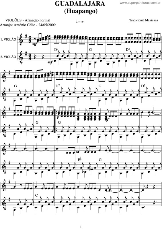 Partitura da música Guadalajara v.2