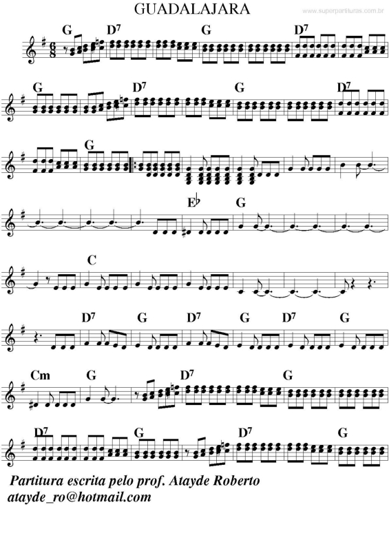 Partitura da música Guadalajara