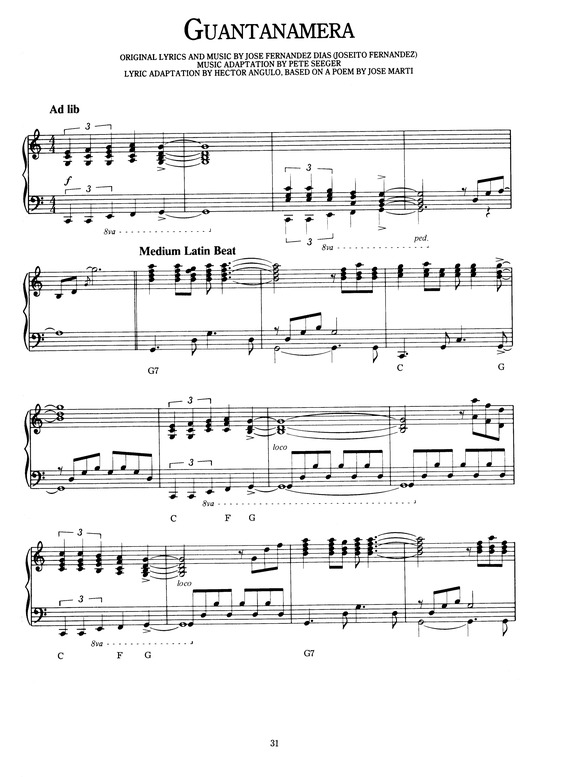 Partitura da música Guantanamera v.4