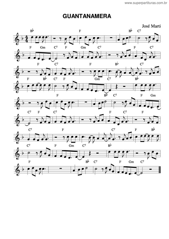 Partitura da música Guantanamera v.5