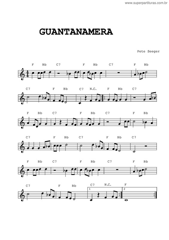 Partitura da música Guantanamera v.6