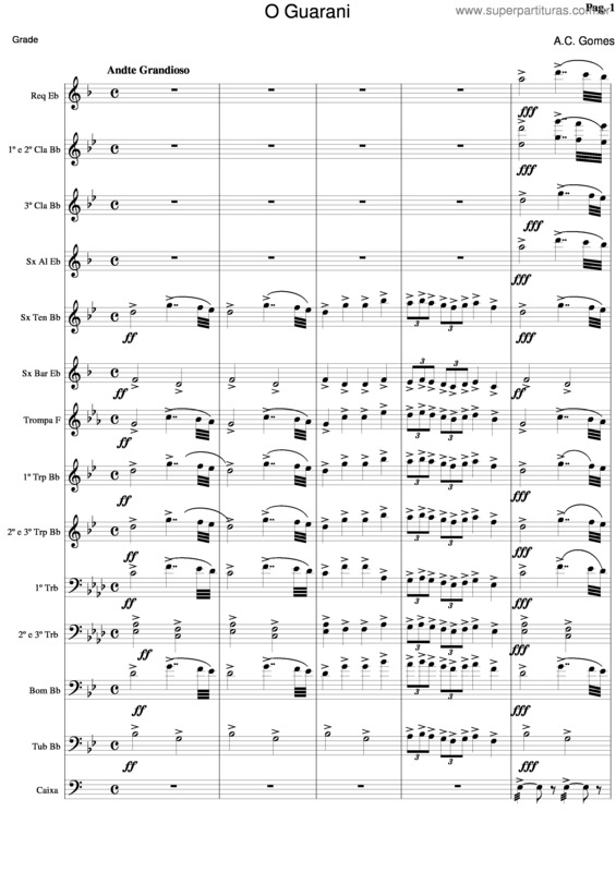 Partitura da música Guarany