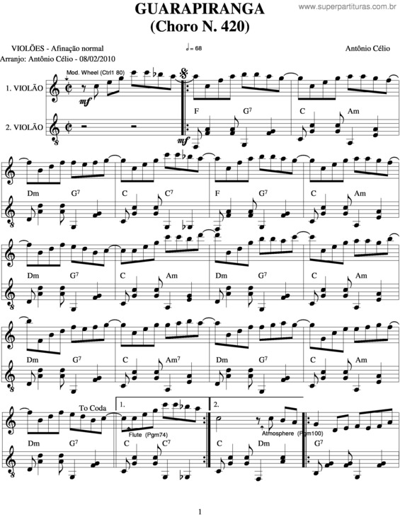 Partitura da música Guarapirangan