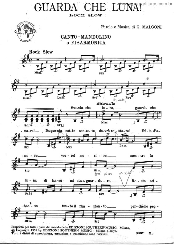 Partitura da música Guarda Che Luna