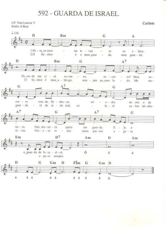 Partitura da música Guarda de Israel