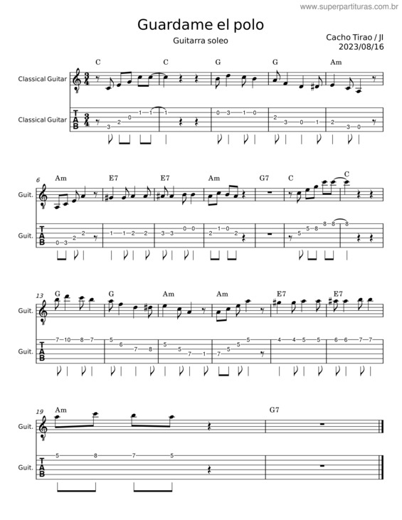 Partitura da música Guárdame El Polo – Cacho Tirao