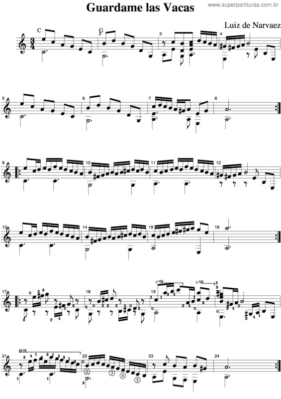 Partitura da música Guardame Las Vacas
