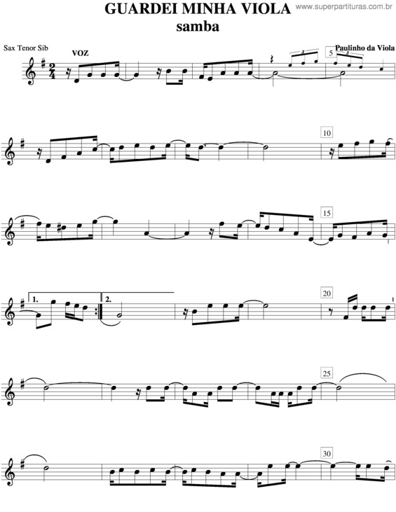 Partitura da música Guardei Minha Viola