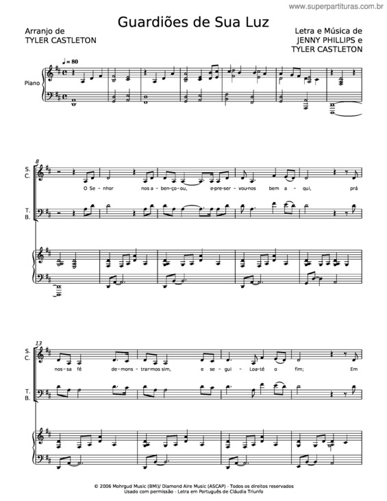 Partitura da música Guardiões De Sua Luz – Jenny Phillips