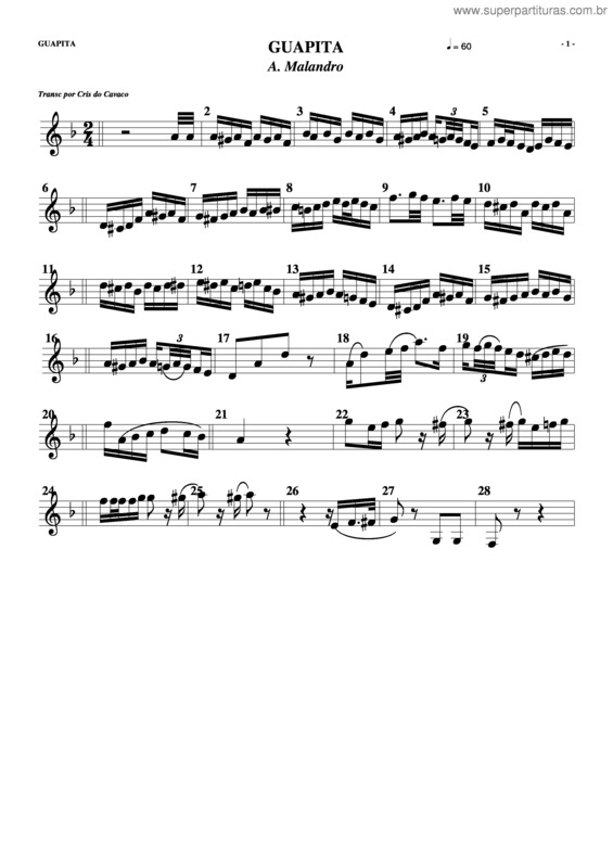 Partitura da música Guaripa