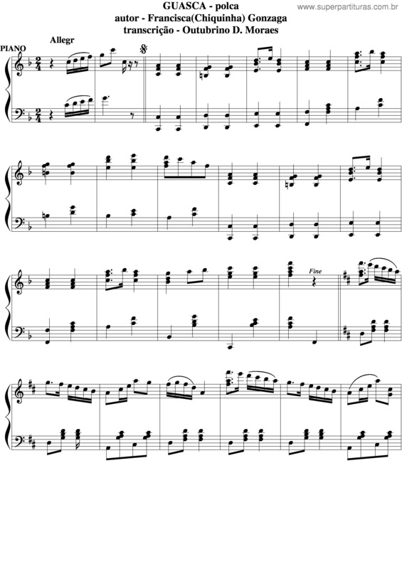 Partitura da música Guasca