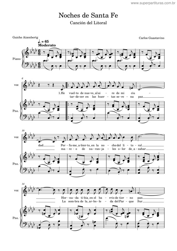 Partitura da música Guastavino v.2