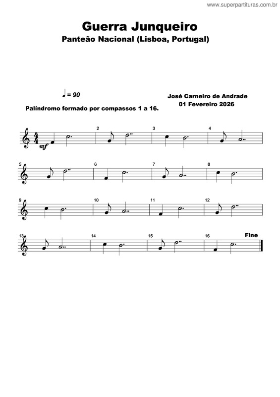 Partitura da música Guerra Junqueiro