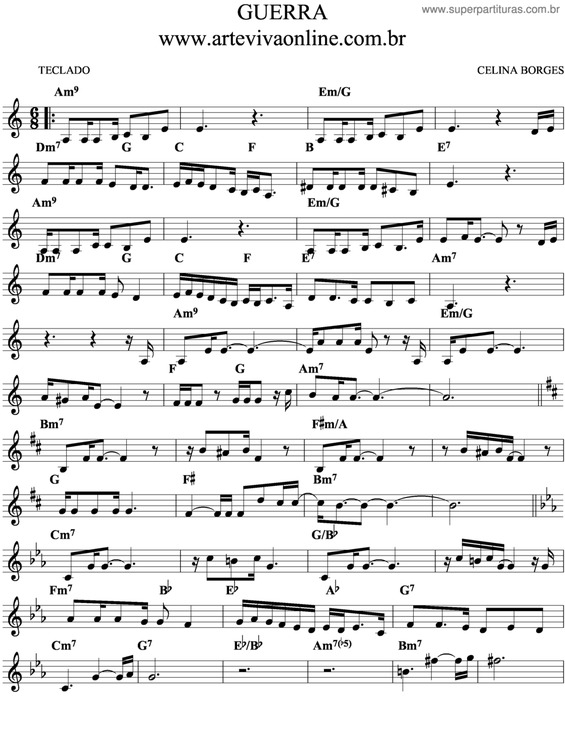 Partitura da música Guerra