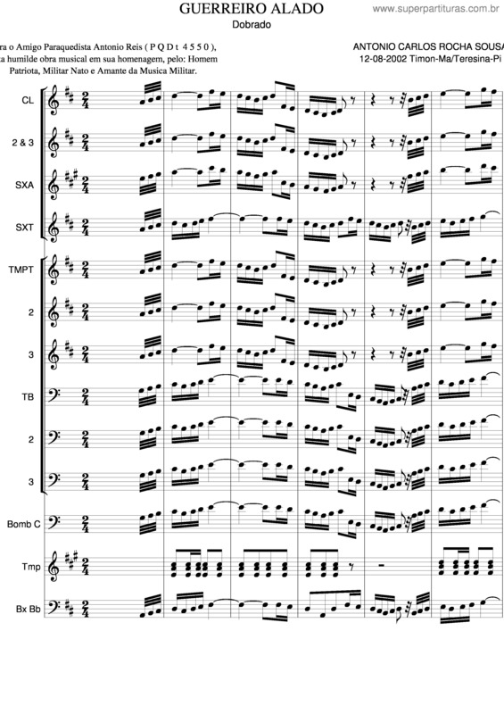 Partitura da música Guerreiro Alado