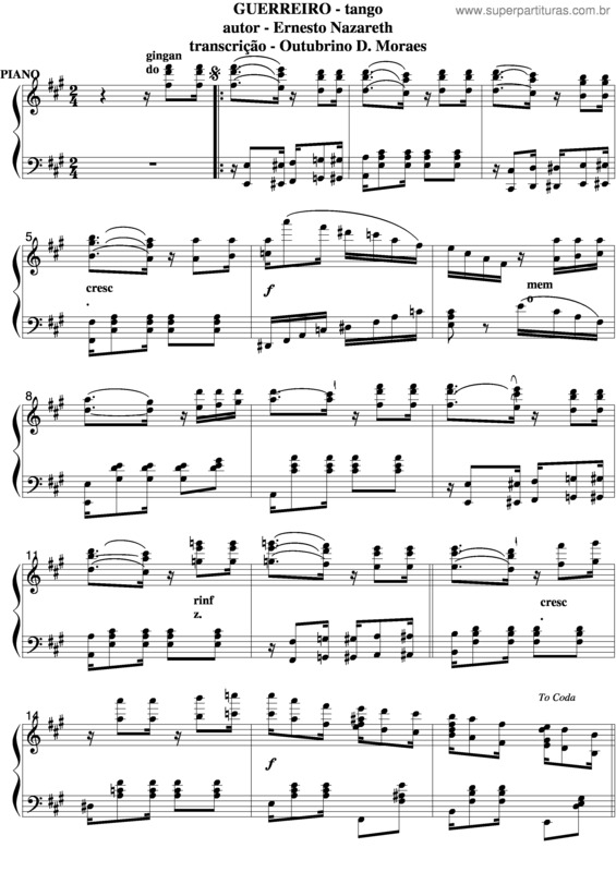 Partitura da música Guerreiro v.2