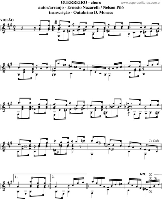 Partitura da música Guerreiro v.3